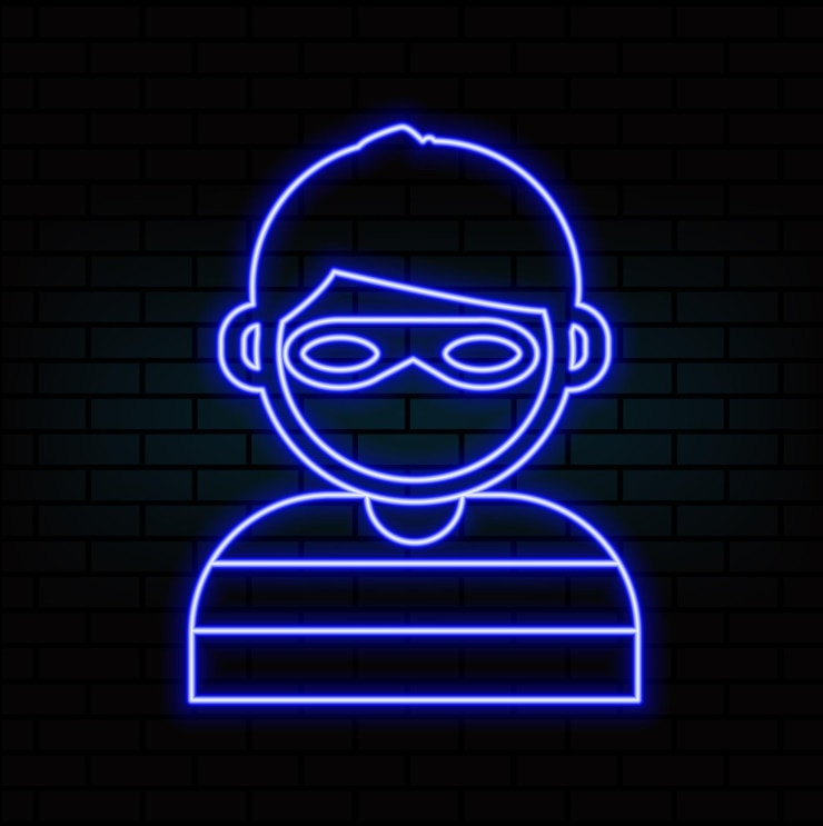 Vector thief neon icon elements of insurance set simple icon for websites web design mobile app info graphi