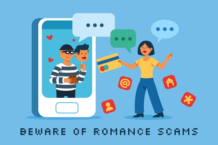 Vector thief of romantic scam on internet