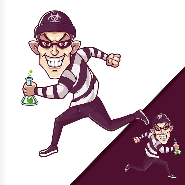 Thief running cartoon characters illustration