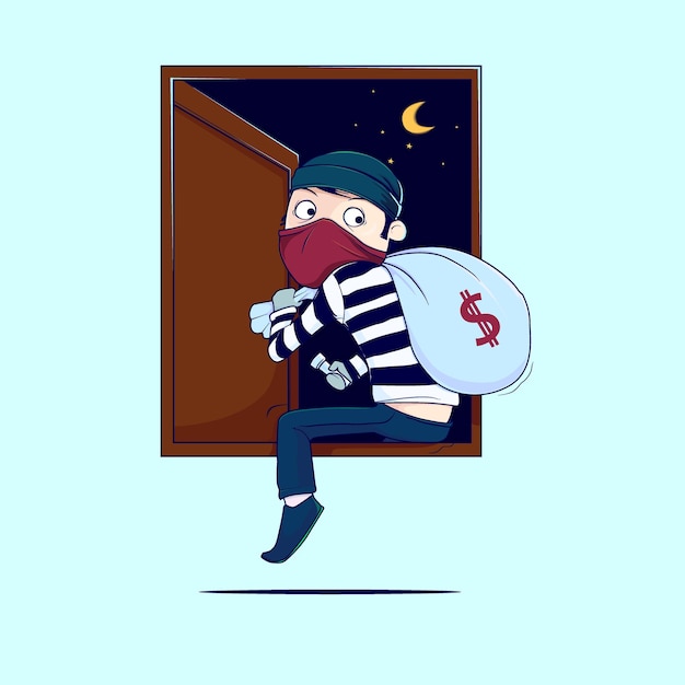 Vector thieves jump out of windows vector premium