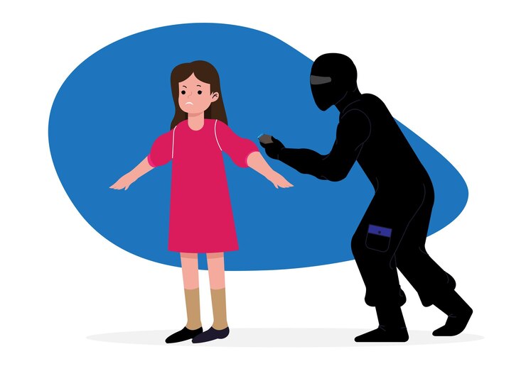 वेक्टर thieves robbed using electric shock machine with a shocked woman vector illustration