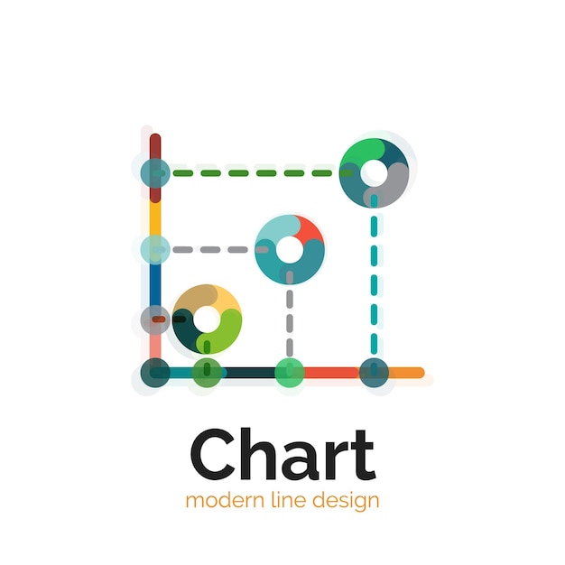 Thin line chart logo design graph icon modern colorful flat style