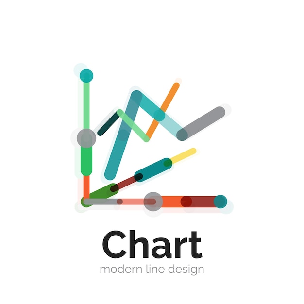 Thin line chart logo design Graph icon modern colorful flat style