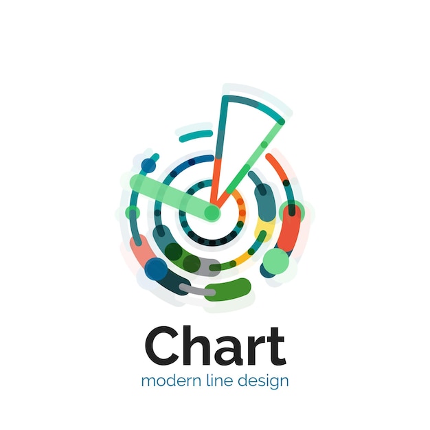 Thin line chart logo design Graph icon modern colorful flat style