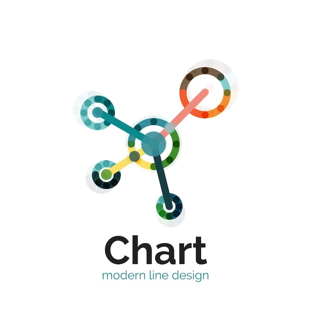 얇은 라인 차트 로고 디자인 그래프 아이콘 현대 화려한 평면 스타일