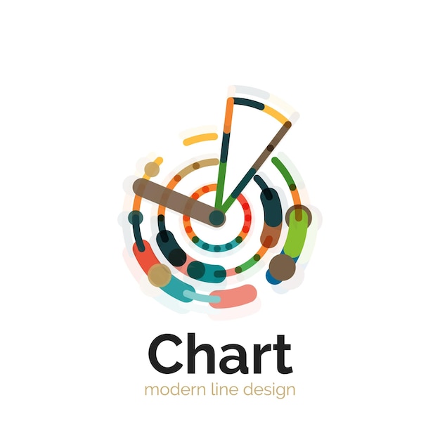 Thin line chart logo design graph icon modern colorful flat style