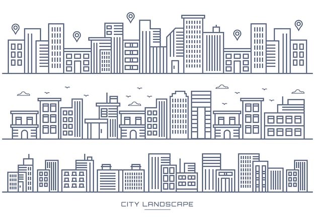 Thin line city and city location
