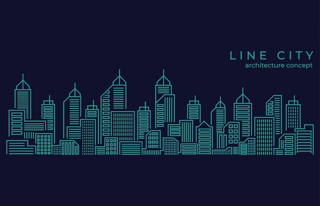 Thin line city landscape