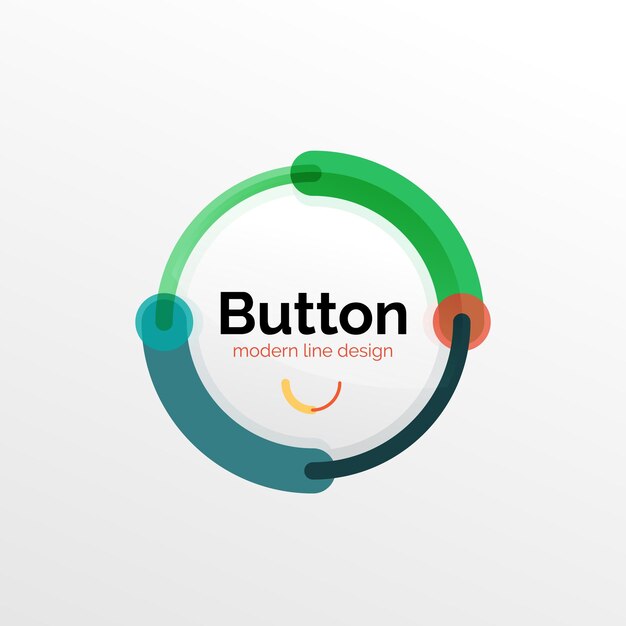 Vector thin line design geometric button flat illustration