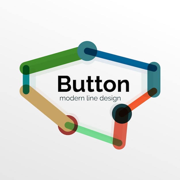 Vector thin line design geometric button flat illustration