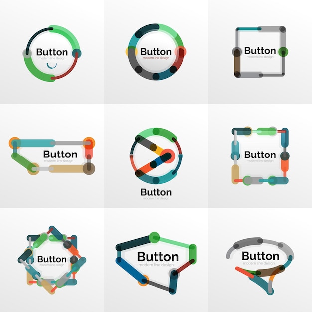 Thin line design geometric button set flat illustration