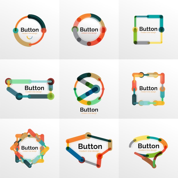 Vector thin line design geometric button set flat illustration