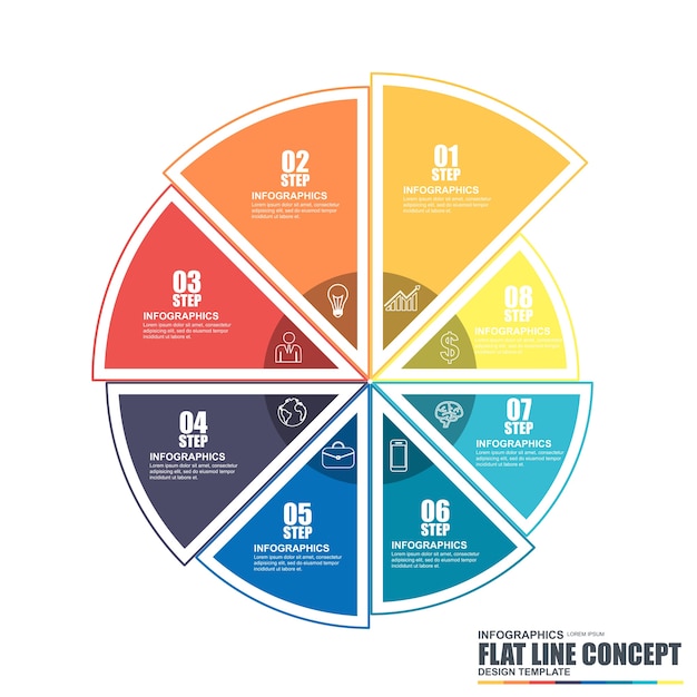 Thin line flat conceptual diagram infographic elements vector template. 
