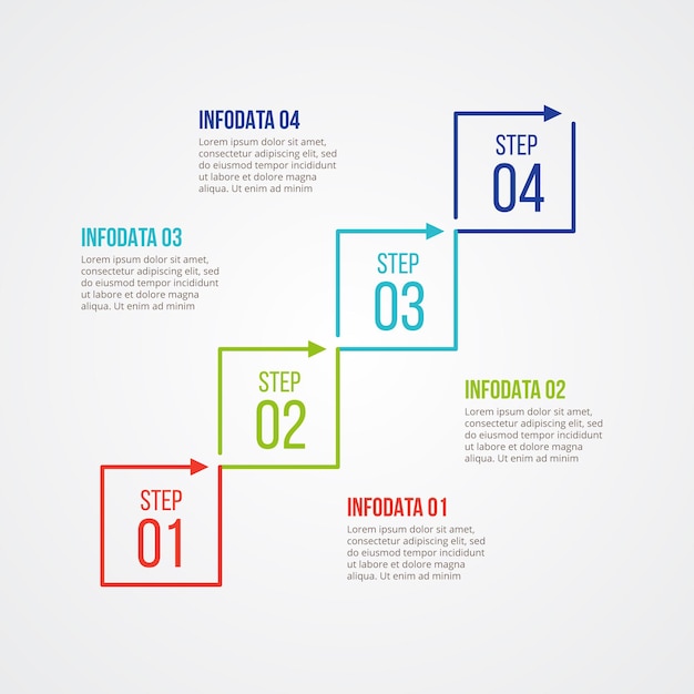 Thin line flat elements for infographic Business concept with 4 options parts steps or processes