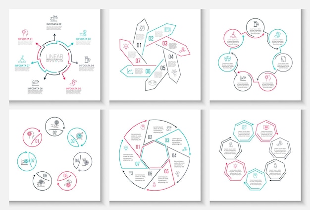 Thin line flat elements for infographic template for diagram graph presentation and chart