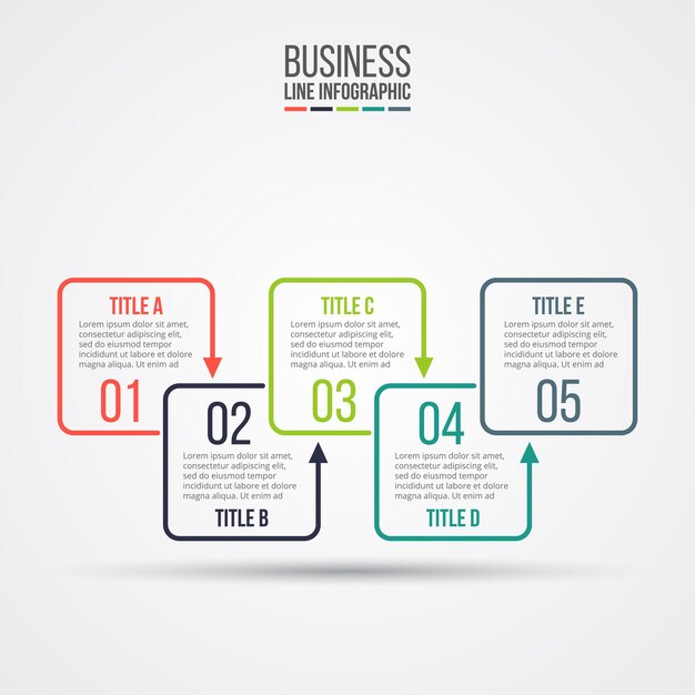 Thin line flat elements for infographic with 5 options parts steps or processes