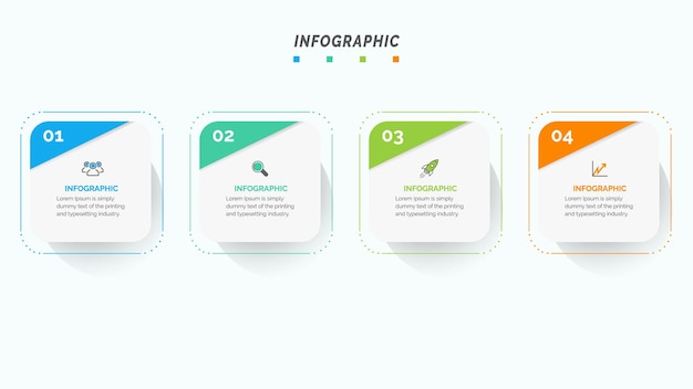 マーケティング 4 アイコンを含む細い線のフラット インフォ グラフィック デザイン要素