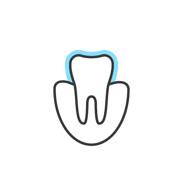 Thin line icon of tooth extension or protection