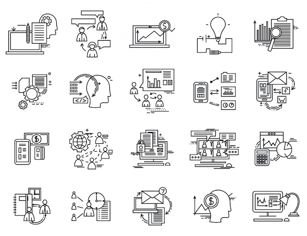 Vector thin line icons set