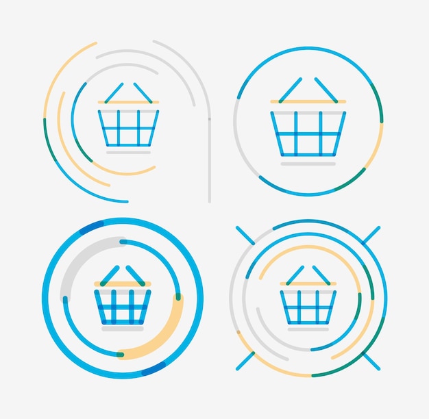 Thin line neat design logo set shopping cart icon