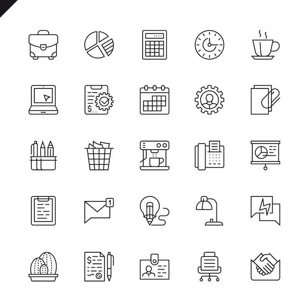 Thin line office icons set