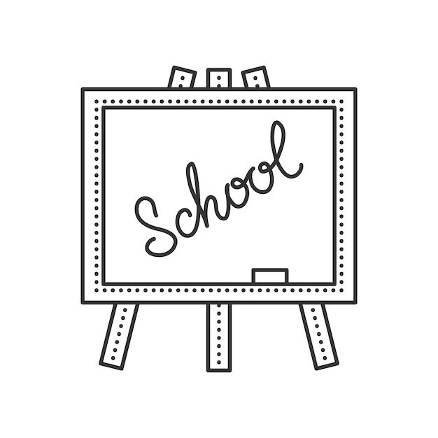 Vector thin line school board with inscription school and with chalk