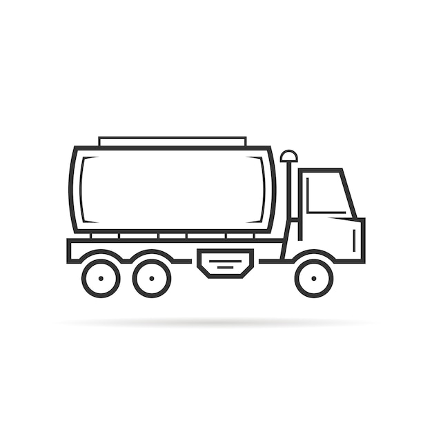 Thin line tank vehicle shall. concept of van, production, oilman, store, extraction, wagon, expedition, automotive. flat outline style trend black logo design vector illustration on white background