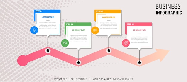 Thin line timeline minimal infographic concept with four periods