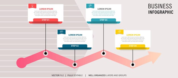 Vector thin line timeline minimal infographic concept with four periods