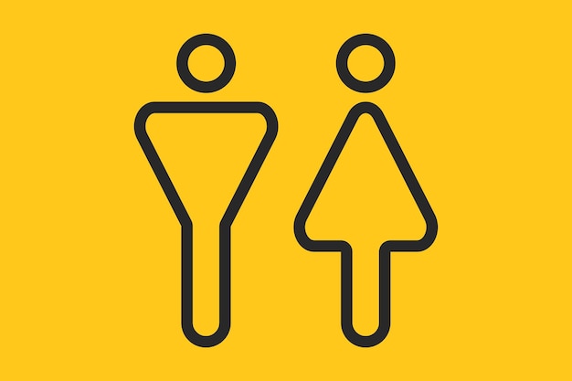 벡터 남자와 여자를 위한 얇은 선 화장실 문 표시