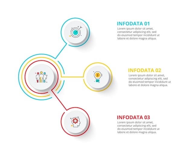 Thin lines with white circles for infographic. vector concept with 3 options or steps.