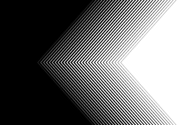 Thin straight line smooth transition from black to white thin arrow shaped background