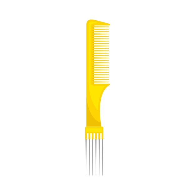 Thin yellow comb with teeth on the handle Vector illustration on a white background