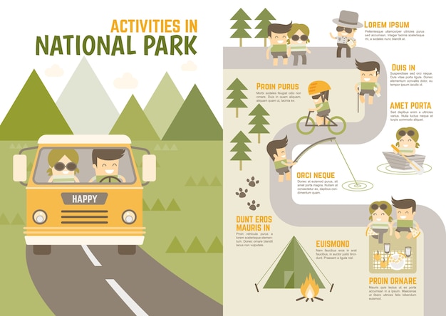 Vector things to do in national park