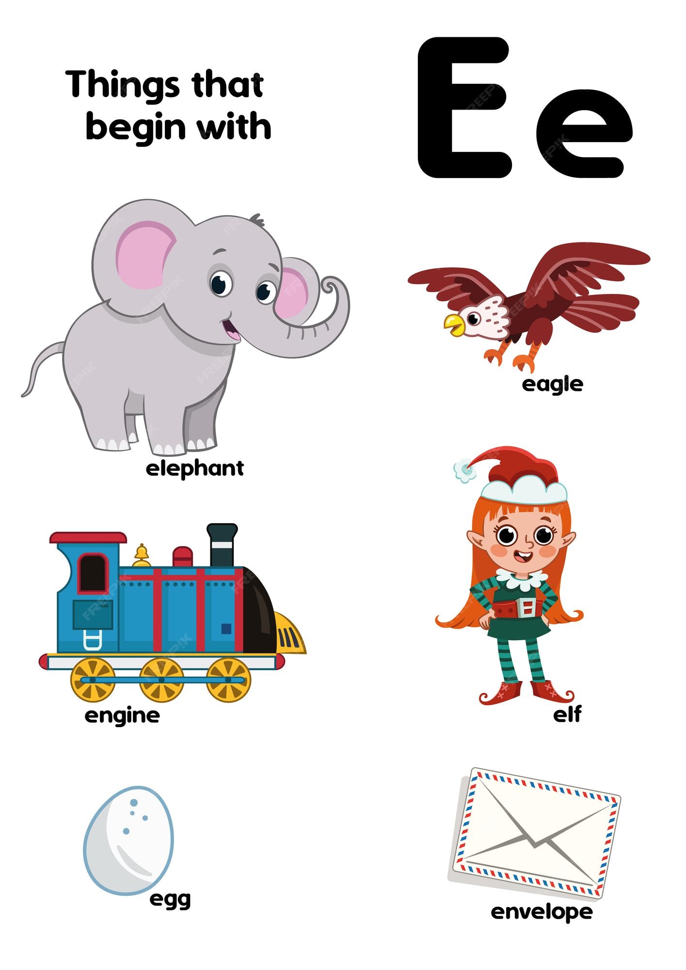 Premium Vector | Things that start with the letter e educational vector ...