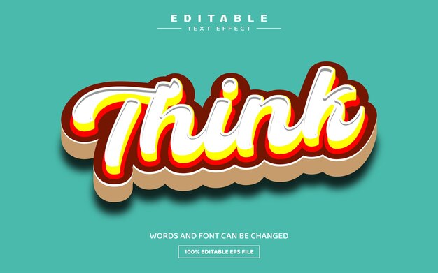 Think 3D editable text effect template