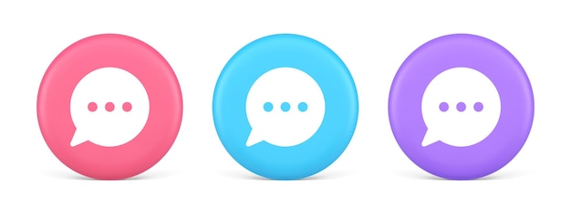 Think bubble chat button online dialogue social network communication 3d realistic icon