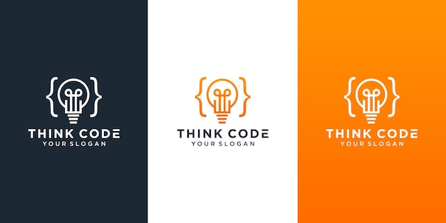 Think code bulb innovation smart logo design