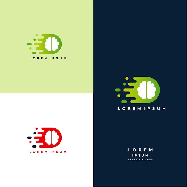 Vettore think fast logo template design vector, brain speed fast mind logo design template