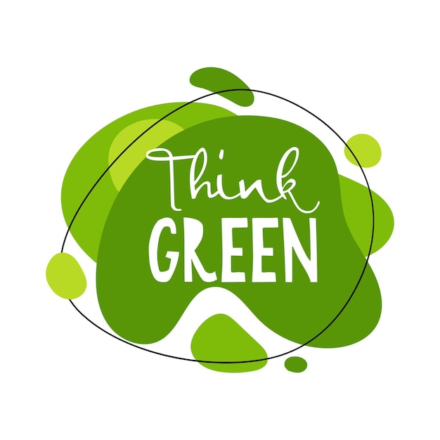Think Green абстрактный графический жидкий органический элемент ко Дню Земли