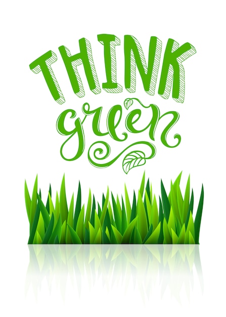 Vector think green lettering with grass