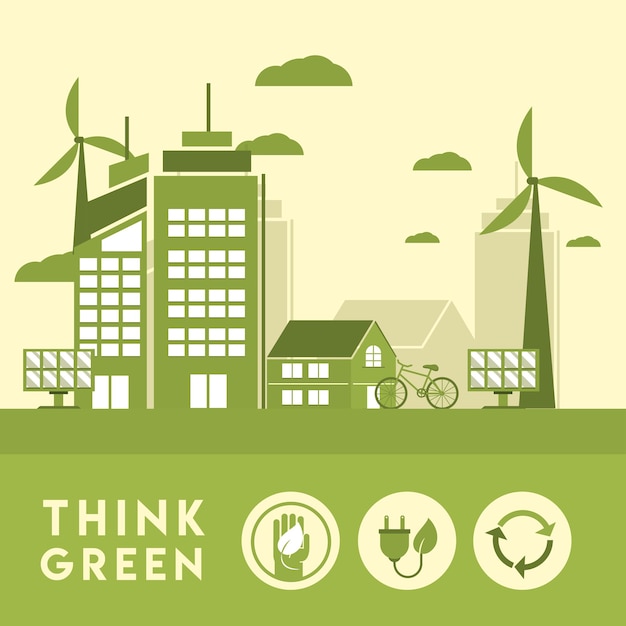 Vector think green save world