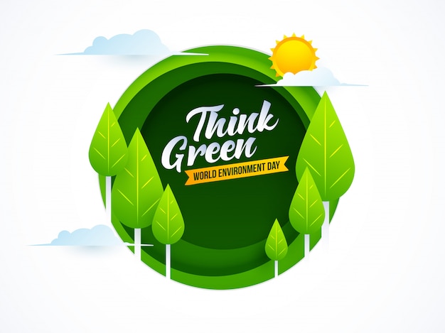 Vector think green. world environment day