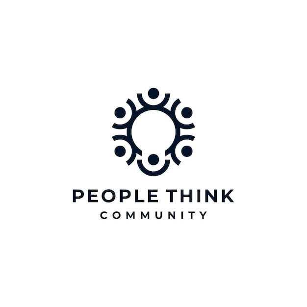 Think mind lightbulb idea people community logo design inspiration