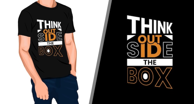 think out side the box motivational typography calligraphy t shirt design Premium Vector