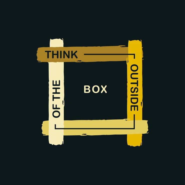 Vector think outside of the box motivational quotes t shirt design graphic vector.
