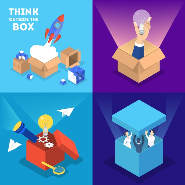 Think outside the box web banner set.