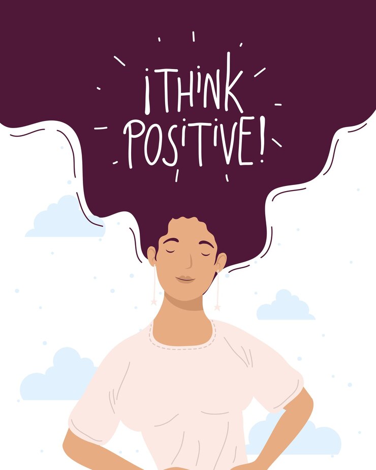 वेक्टर think positive inscription