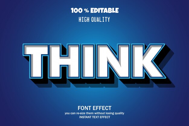 Vector think text, editable font effect