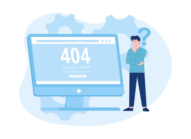 Vector thinking of a 404 error solution trending concept flat illustration
